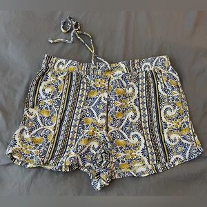 Gypsies & Moondust Yellow and Blue High Waist Shorts size XL